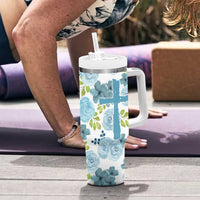 Christian Tumbler With Handle Thank God Faith Flower Christ Cross - Wonder Print Shop
