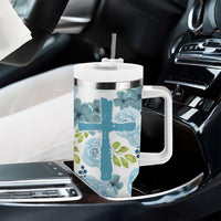 Christian Tumbler With Handle Thank God Faith Flower Christ Cross - Wonder Print Shop