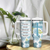 Christian Tumbler With Handle Thank God Faith Flower Christ Cross - Wonder Print Shop