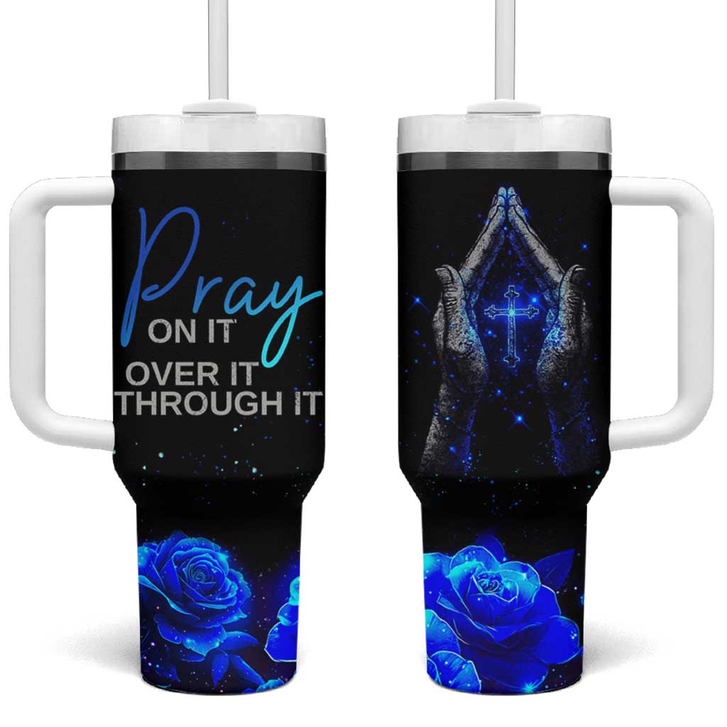 Christian Prayer Tumbler With Handle Pray On It Pray Over It Pray Through It - Wonder Print Shop