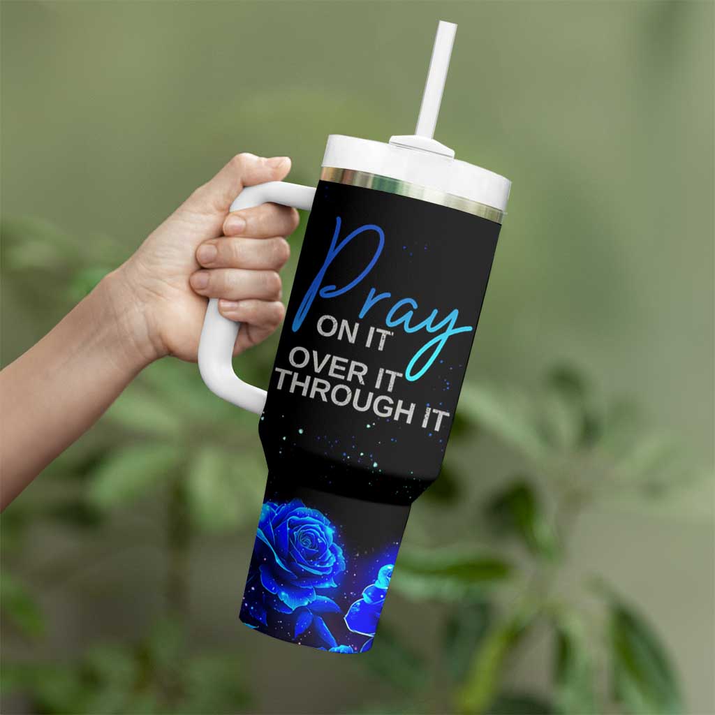 Christian Prayer Tumbler With Handle Pray On It Pray Over It Pray Through It - Wonder Print Shop