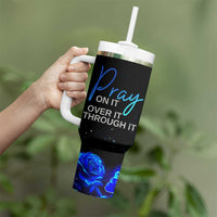 Christian Prayer Tumbler With Handle Pray On It Pray Over It Pray Through It - Wonder Print Shop