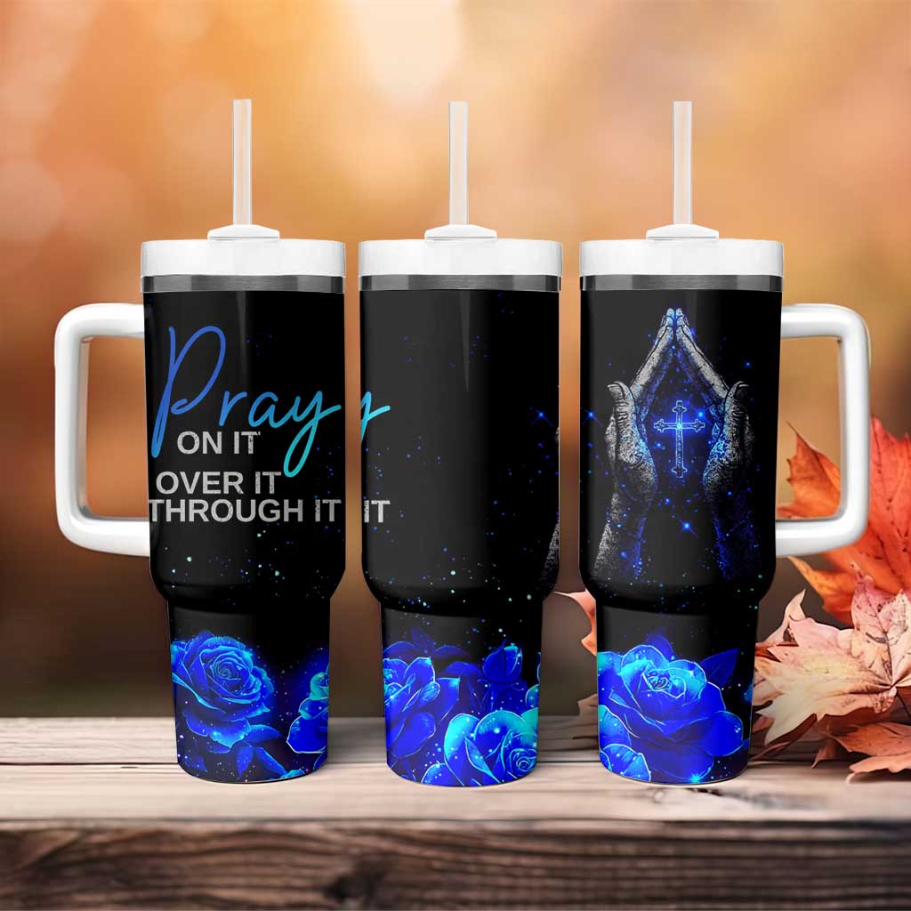 Christian Prayer Tumbler With Handle Pray On It Pray Over It Pray Through It - Wonder Print Shop