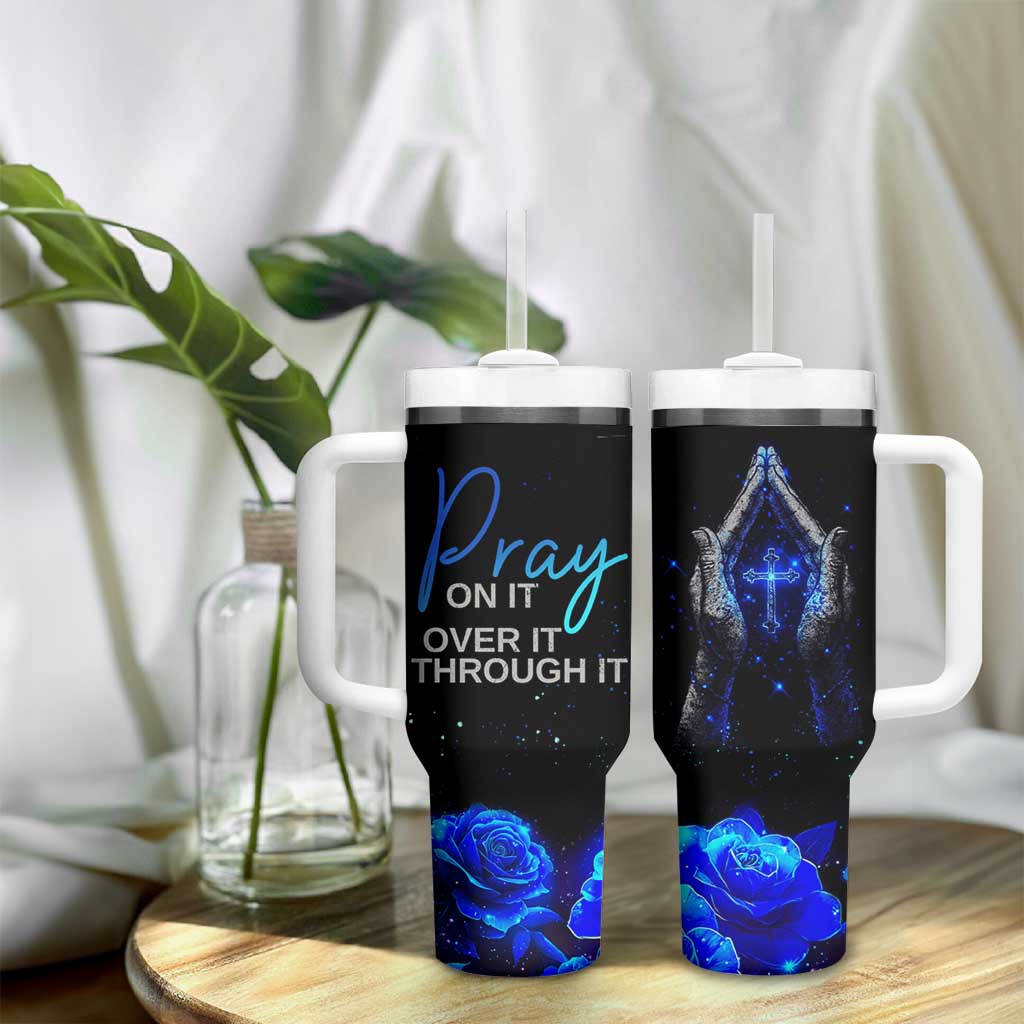 Christian Prayer Tumbler With Handle Pray On It Pray Over It Pray Through It - Wonder Print Shop