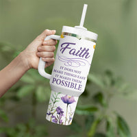 Christian Tumbler With Handle Faith Does Not Make Things Easy It Makes Them Possible - Wonder Print Shop
