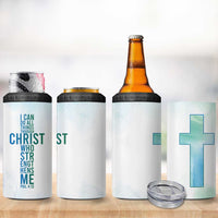 Christian 4 in 1 Can Cooler Tumbler I Can Do All Things Through Christ Watercolor Christ Cross - Wonder Print Shop
