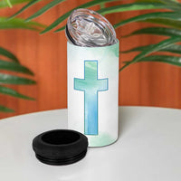 Christian 4 in 1 Can Cooler Tumbler I Can Do All Things Through Christ Watercolor Christ Cross - Wonder Print Shop