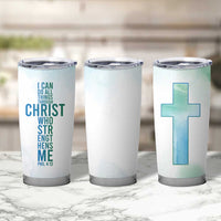 Christian Tumbler Cup I Can Do All Things Through Christ Watercolor Christ Cross - Wonder Print Shop