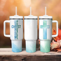 Christian Tumbler With Handle I Can Do All Things Through Christ Watercolor Christ Cross - Wonder Print Shop
