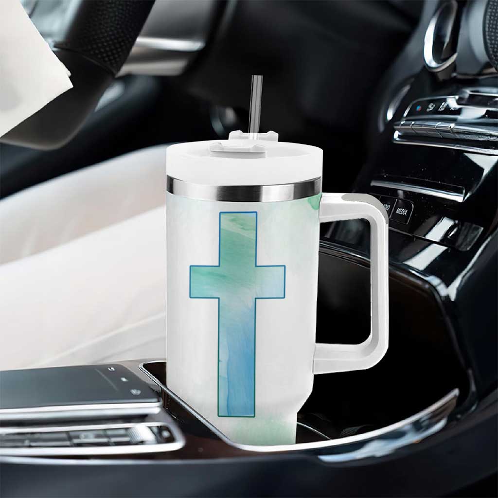 Christian Tumbler With Handle I Can Do All Things Through Christ Watercolor Christ Cross - Wonder Print Shop