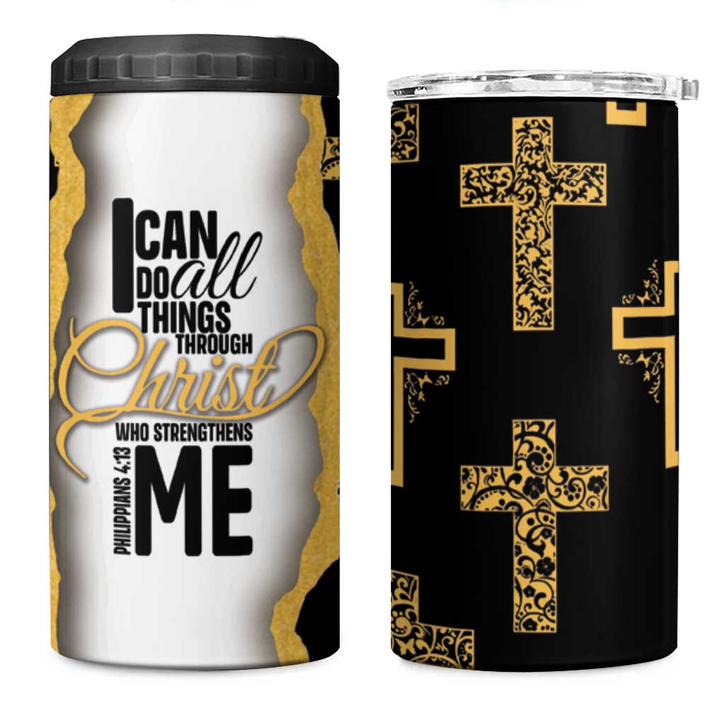 Christian 4 in 1 Can Cooler Tumbler I Can Do All Things Through Christ Aesthetic - Wonder Print Shop