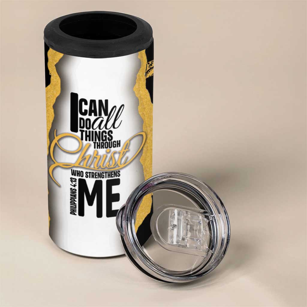 Christian 4 in 1 Can Cooler Tumbler I Can Do All Things Through Christ Aesthetic - Wonder Print Shop