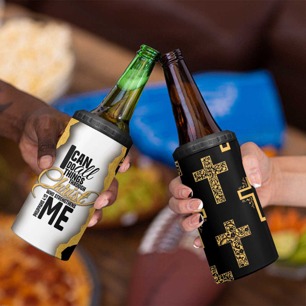 Christian 4 in 1 Can Cooler Tumbler I Can Do All Things Through Christ Aesthetic - Wonder Print Shop