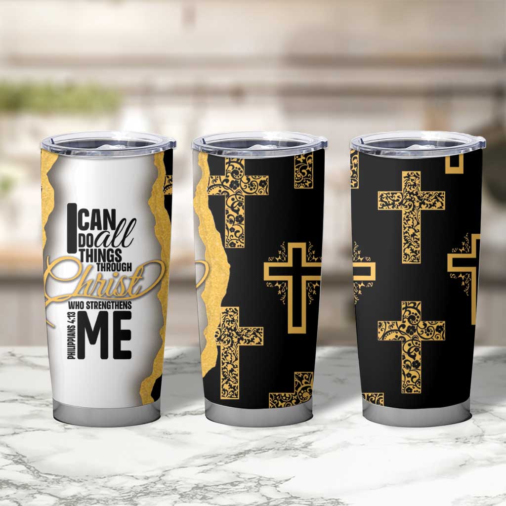 Christian Tumbler Cup I Can Do All Things Through Christ Aesthetic - Wonder Print Shop