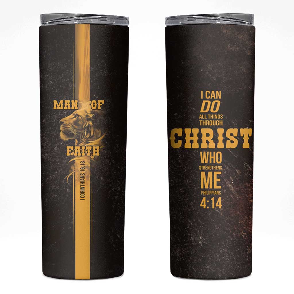 Christian Gifts For Men Skinny Tumbler Man Of Faith I Can Do All Things Through Christ - Wonder Print Shop