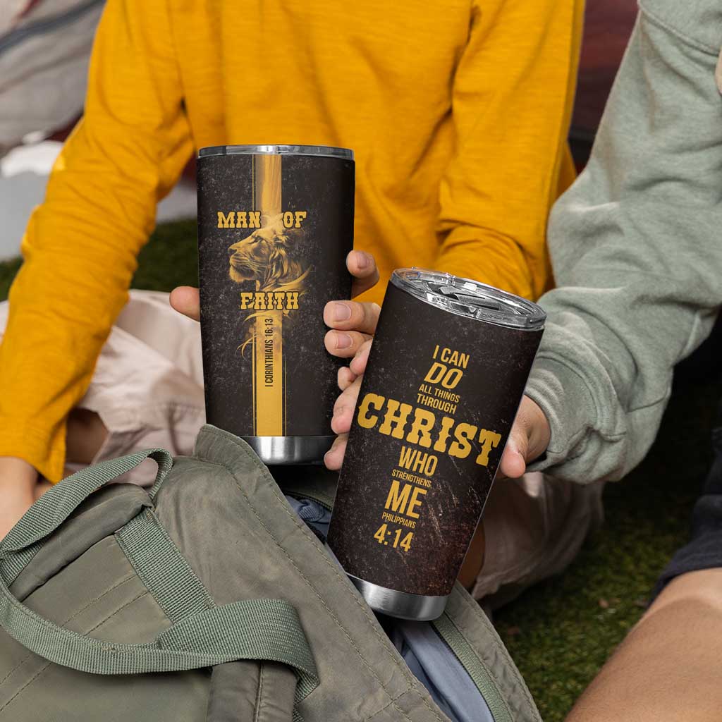 Christian Gifts For Men Tumbler Cup Man Of Faith I Can Do All Things Through Christ - Wonder Print Shop