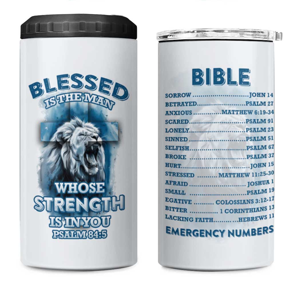 Christian Gifts For Men 4 in 1 Can Cooler Tumbler Bible Emergency Numbers Lion Christ Cross - Wonder Print Shop