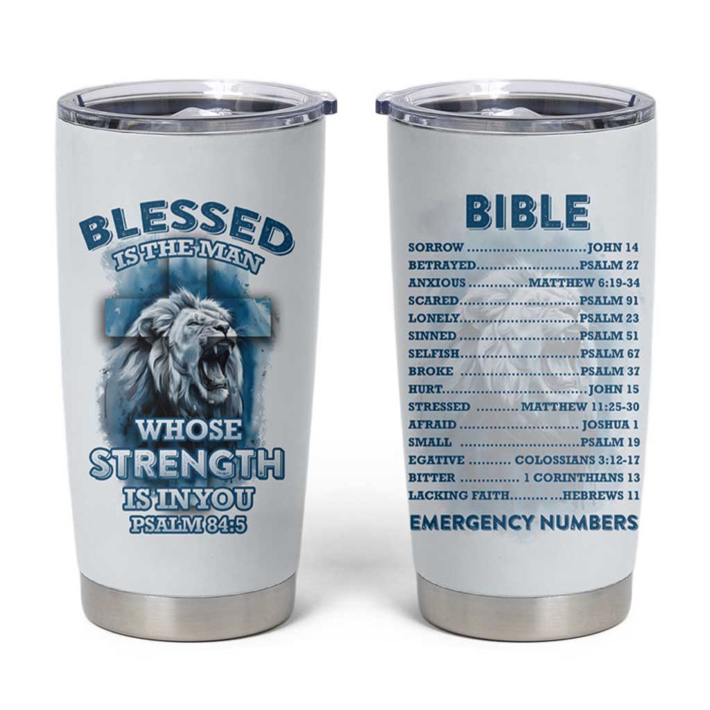 Christian Gifts For Men Tumbler Cup Bible Emergency Numbers Lion Christ Cross - Wonder Print Shop