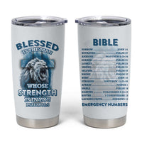 Christian Gifts For Men Tumbler Cup Bible Emergency Numbers Lion Christ Cross - Wonder Print Shop