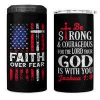 Christian Gifts For Men 4 in 1 Can Cooler Tumbler Faith Over Fear Be Strong And Courageous - Wonder Print Shop
