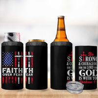 Christian Gifts For Men 4 in 1 Can Cooler Tumbler Faith Over Fear Be Strong And Courageous - Wonder Print Shop