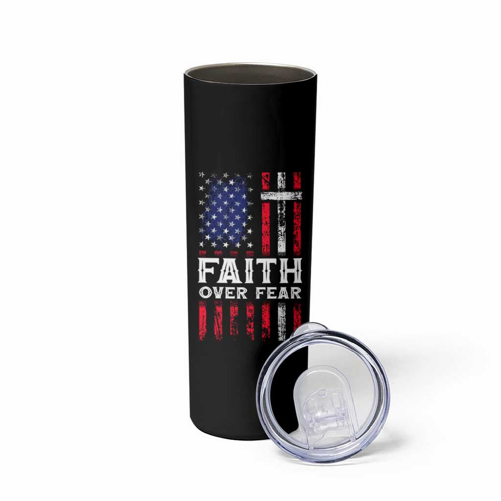 Christian Gifts For Men Skinny Tumbler Faith Over Fear Be Strong And Courageous - Wonder Print Shop