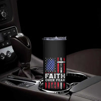 Christian Gifts For Men Skinny Tumbler Faith Over Fear Be Strong And Courageous - Wonder Print Shop