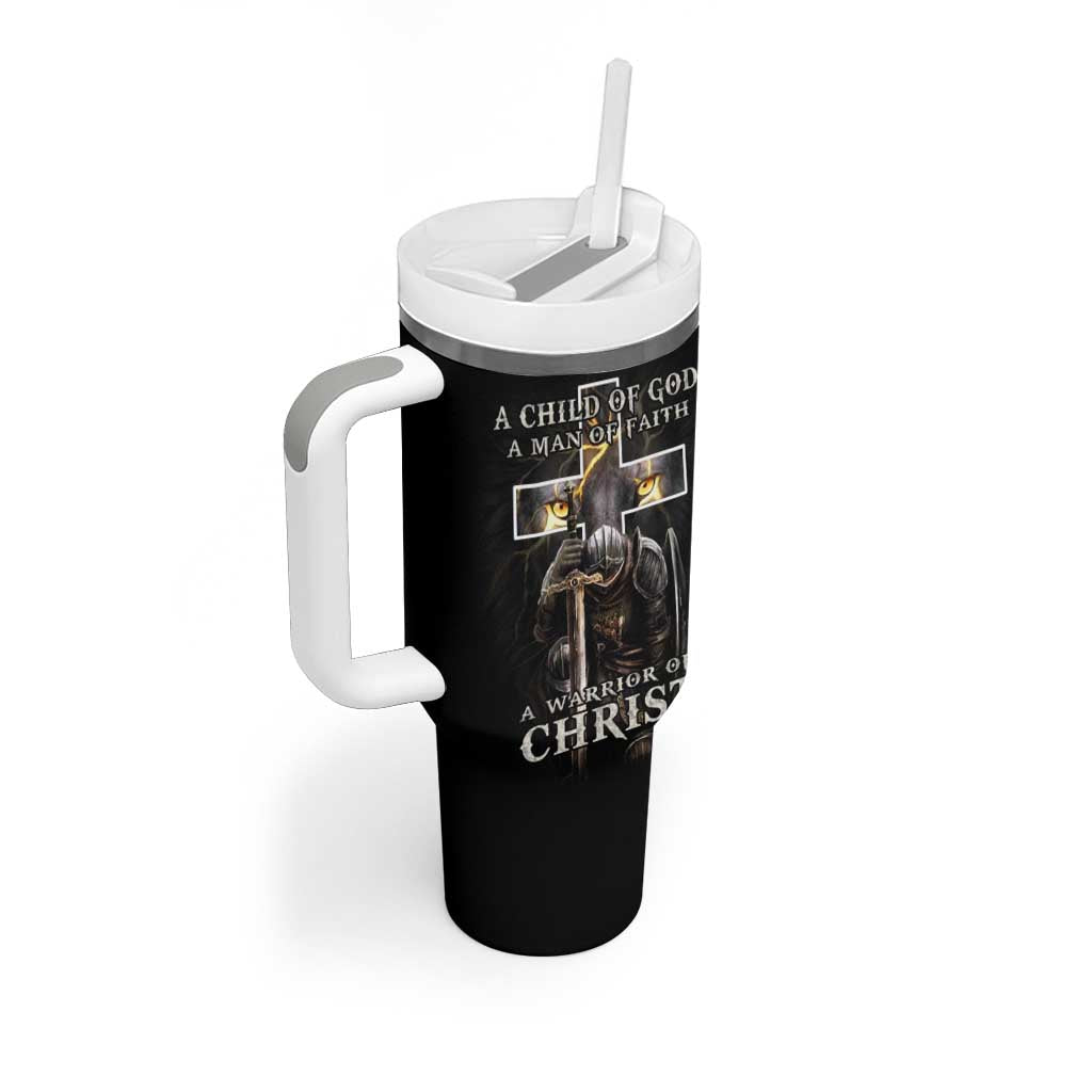 Christian Gifts For Men Tumbler With Handle A Child of God Man of Faith Warrior of Chirst - Wonder Print Shop