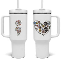 Suicide Prevention Awareness Tumbler With Handle You Matter Semicolon Flowers - Wonder Print Shop