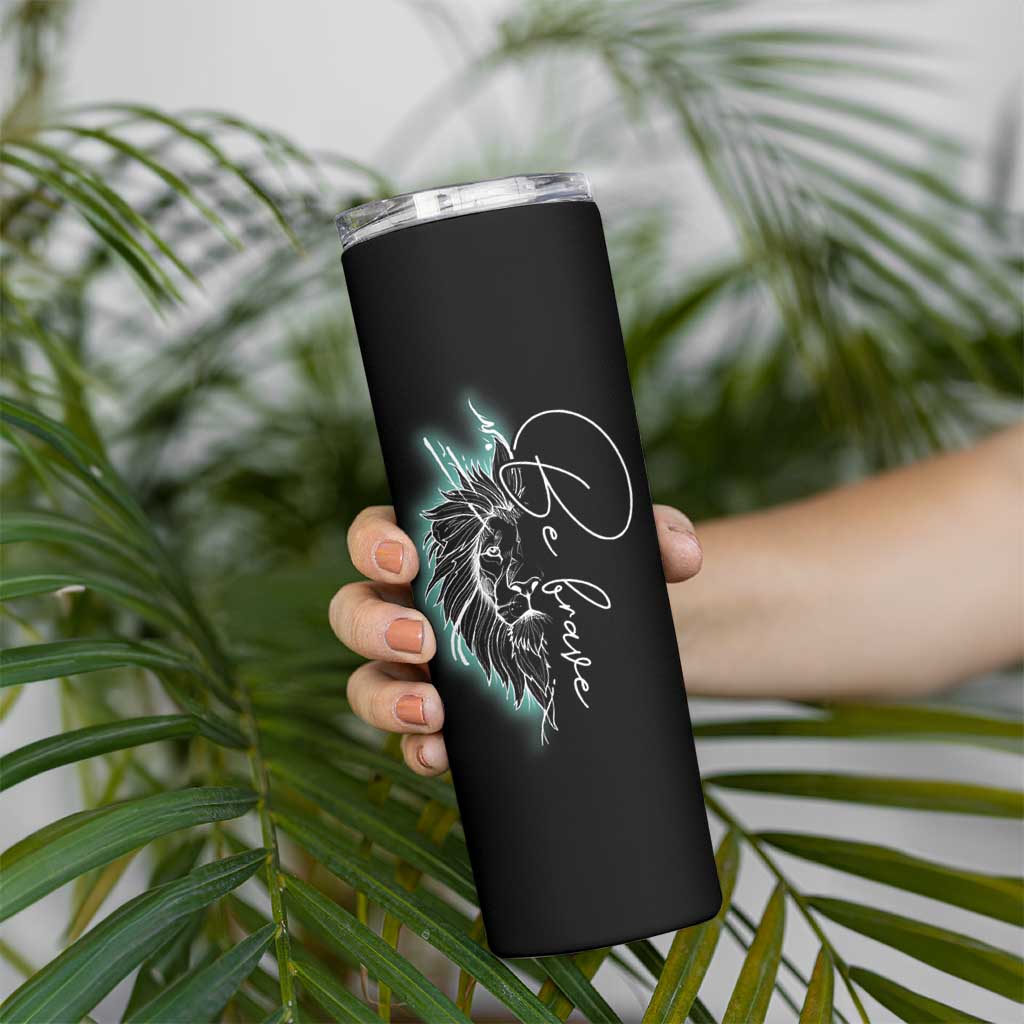 Suicide Prevention Awareness Skinny Tumbler Teal Purple Lion Elephant Be Brave Be Kind - Wonder Print Shop
