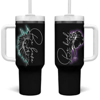 Suicide Prevention Awareness Tumbler With Handle Teal Purple Lion Elephant Be Brave Be Kind - Wonder Print Shop