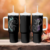 Suicide Prevention Awareness Tumbler With Handle Teal Purple Lion Elephant Be Brave Be Kind - Wonder Print Shop