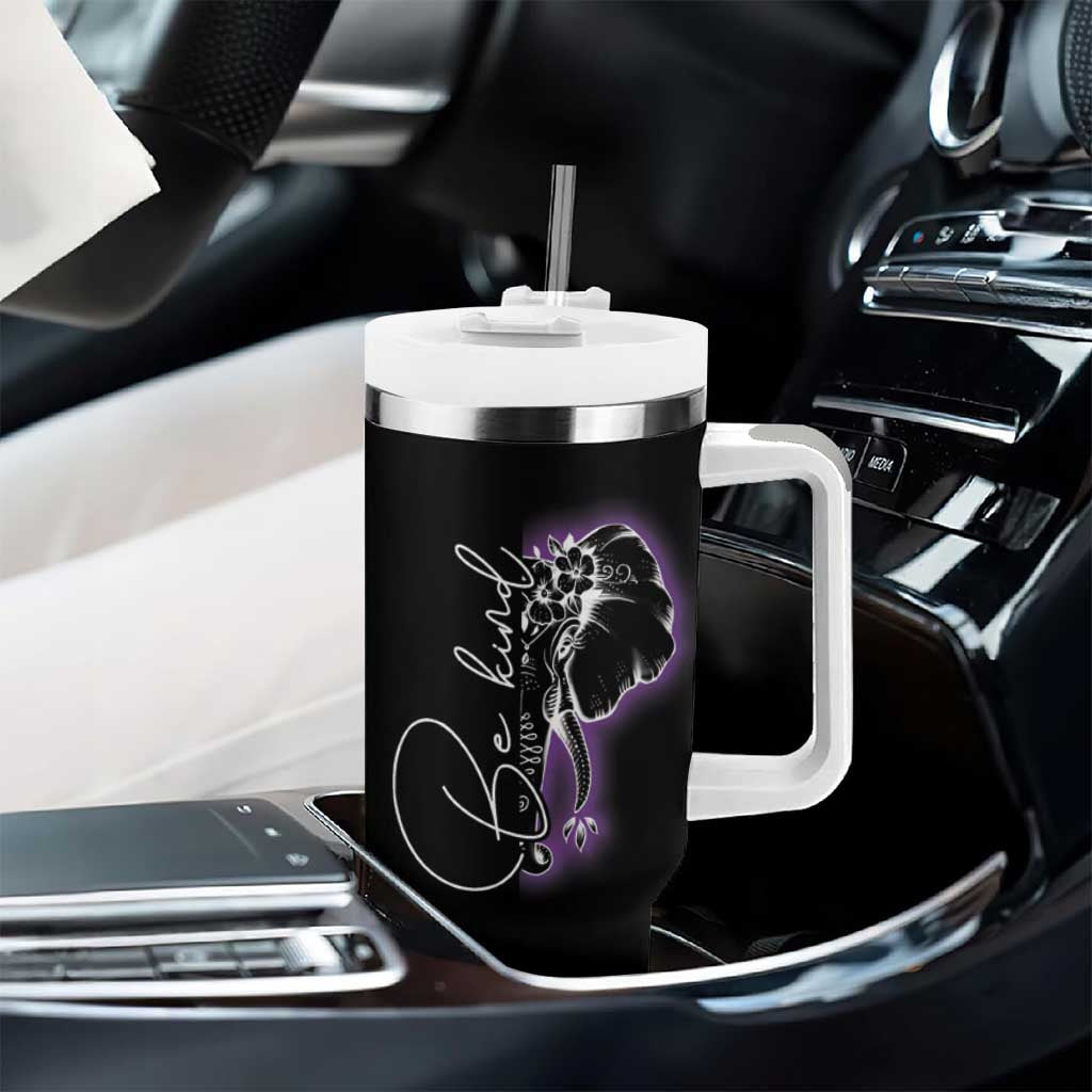 Suicide Prevention Awareness Tumbler With Handle Teal Purple Lion Elephant Be Brave Be Kind - Wonder Print Shop