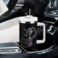 Suicide Prevention Awareness Tumbler With Handle Teal Purple Lion Elephant Be Brave Be Kind - Wonder Print Shop