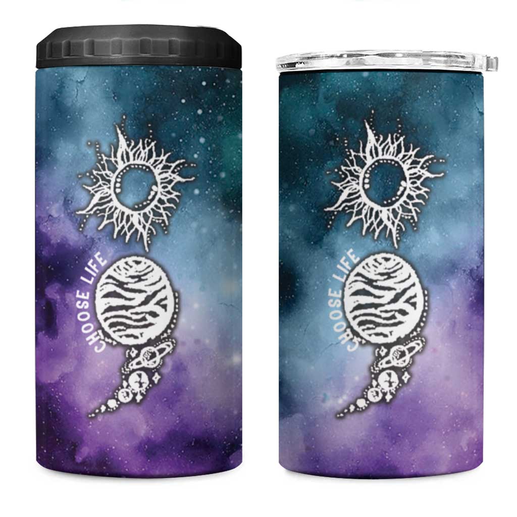 Suicide Prevention Awareness 4 in 1 Can Cooler Tumbler Choose Life Planets Semicolon Teal Purple Galaxy Outer Space - Wonder Print Shop