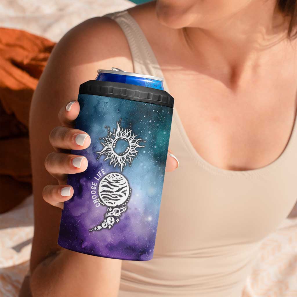 Suicide Prevention Awareness 4 in 1 Can Cooler Tumbler Choose Life Planets Semicolon Teal Purple Galaxy Outer Space - Wonder Print Shop