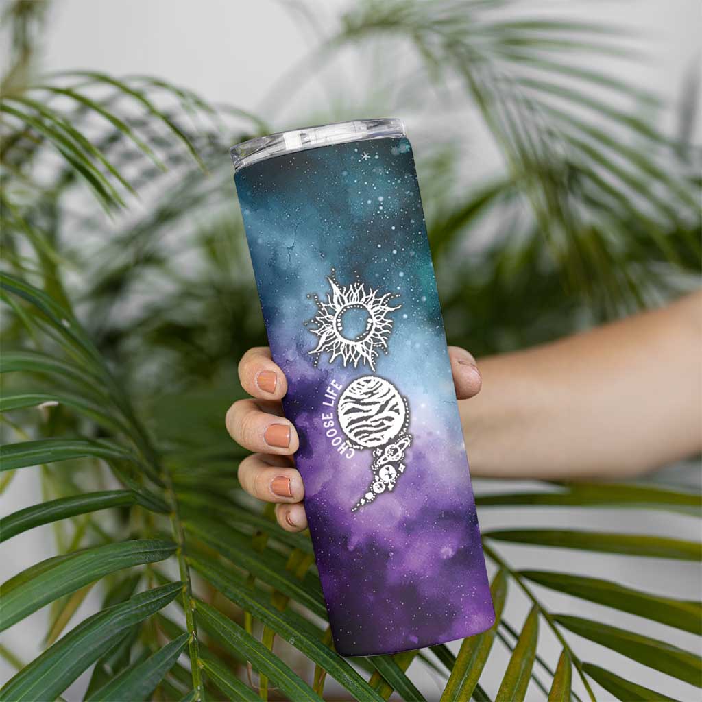 Suicide Prevention Awareness Skinny Tumbler Choose Life Planets Semicolon Teal Purple Galaxy Outer Space - Wonder Print Shop
