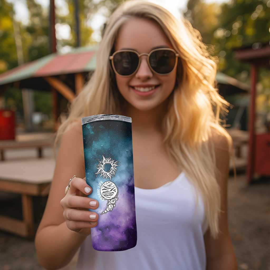 Suicide Prevention Awareness Skinny Tumbler Choose Life Planets Semicolon Teal Purple Galaxy Outer Space - Wonder Print Shop