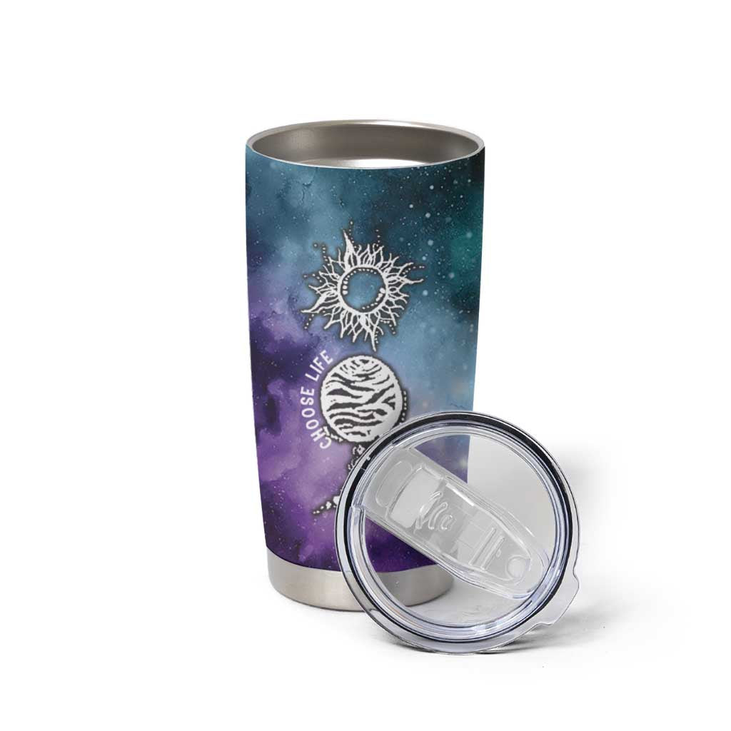 Suicide Prevention Awareness Tumbler Cup Choose Life Planets Semicolon Teal Purple Galaxy Outer Space - Wonder Print Shop