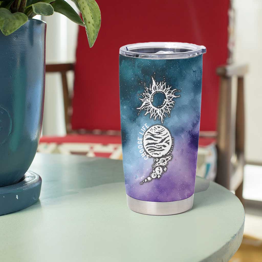 Suicide Prevention Awareness Tumbler Cup Choose Life Planets Semicolon Teal Purple Galaxy Outer Space - Wonder Print Shop