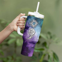 Suicide Prevention Awareness Tumbler With Handle Choose Life Planets Semicolon Teal Purple Galaxy Outer Space - Wonder Print Shop