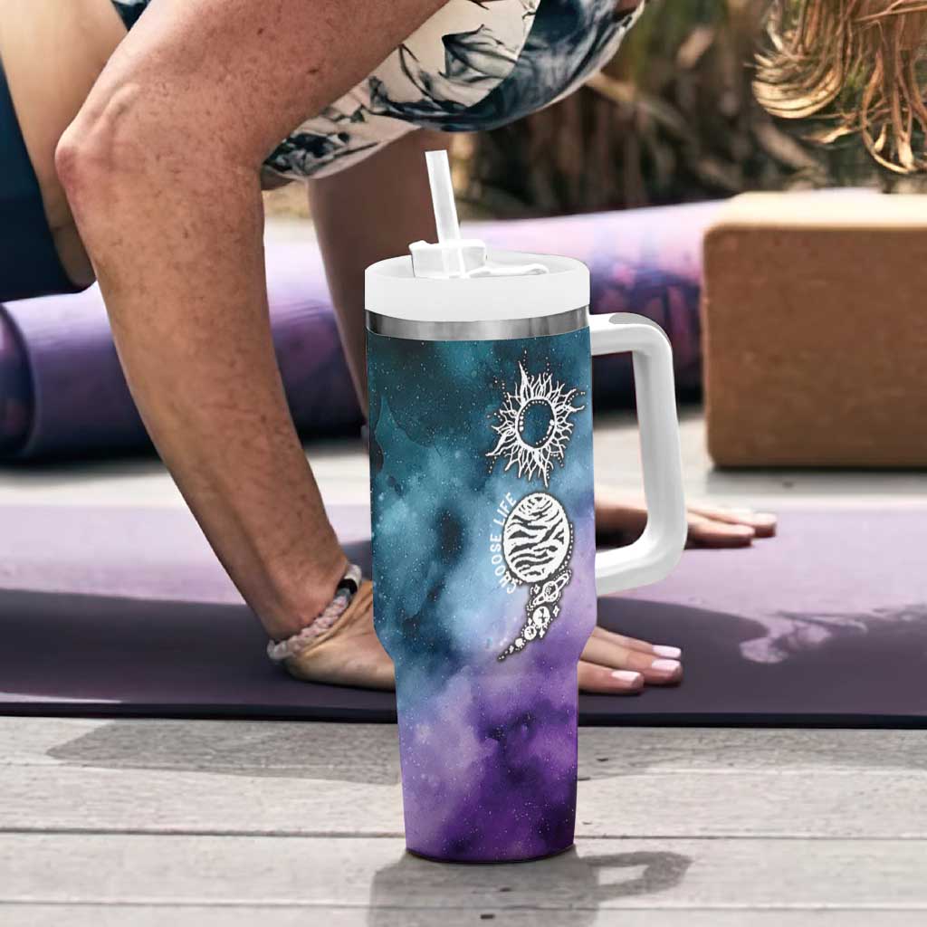 Suicide Prevention Awareness Tumbler With Handle Choose Life Planets Semicolon Teal Purple Galaxy Outer Space - Wonder Print Shop