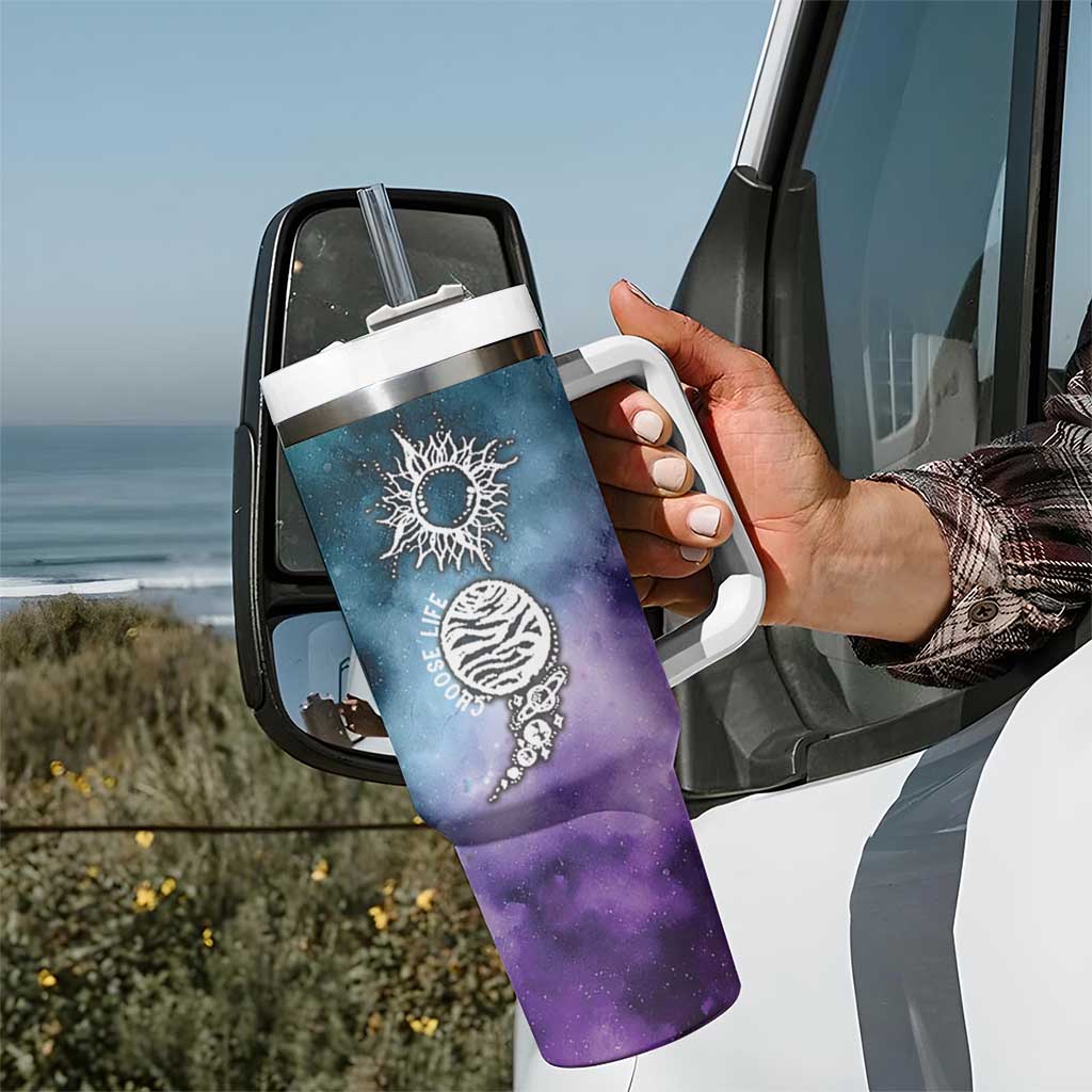 Suicide Prevention Awareness Tumbler With Handle Choose Life Planets Semicolon Teal Purple Galaxy Outer Space - Wonder Print Shop