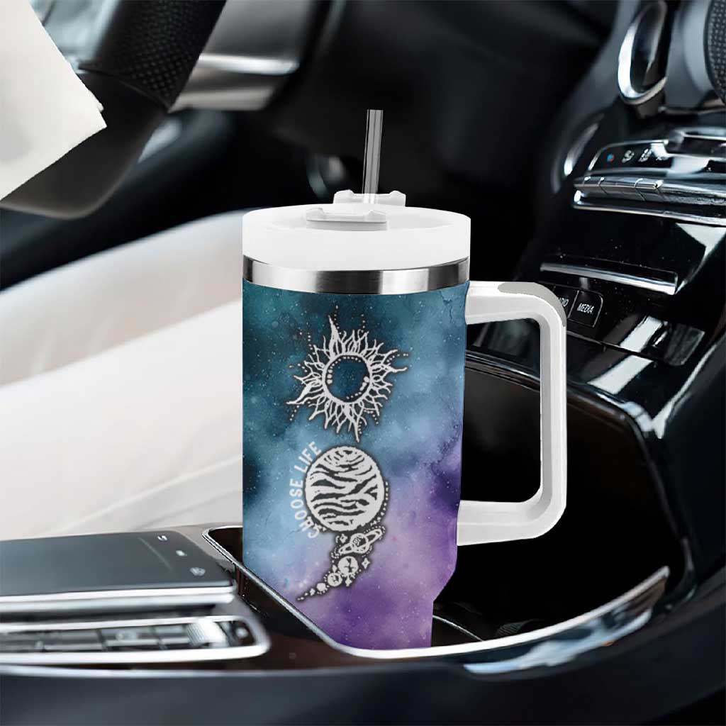 Suicide Prevention Awareness Tumbler With Handle Choose Life Planets Semicolon Teal Purple Galaxy Outer Space - Wonder Print Shop