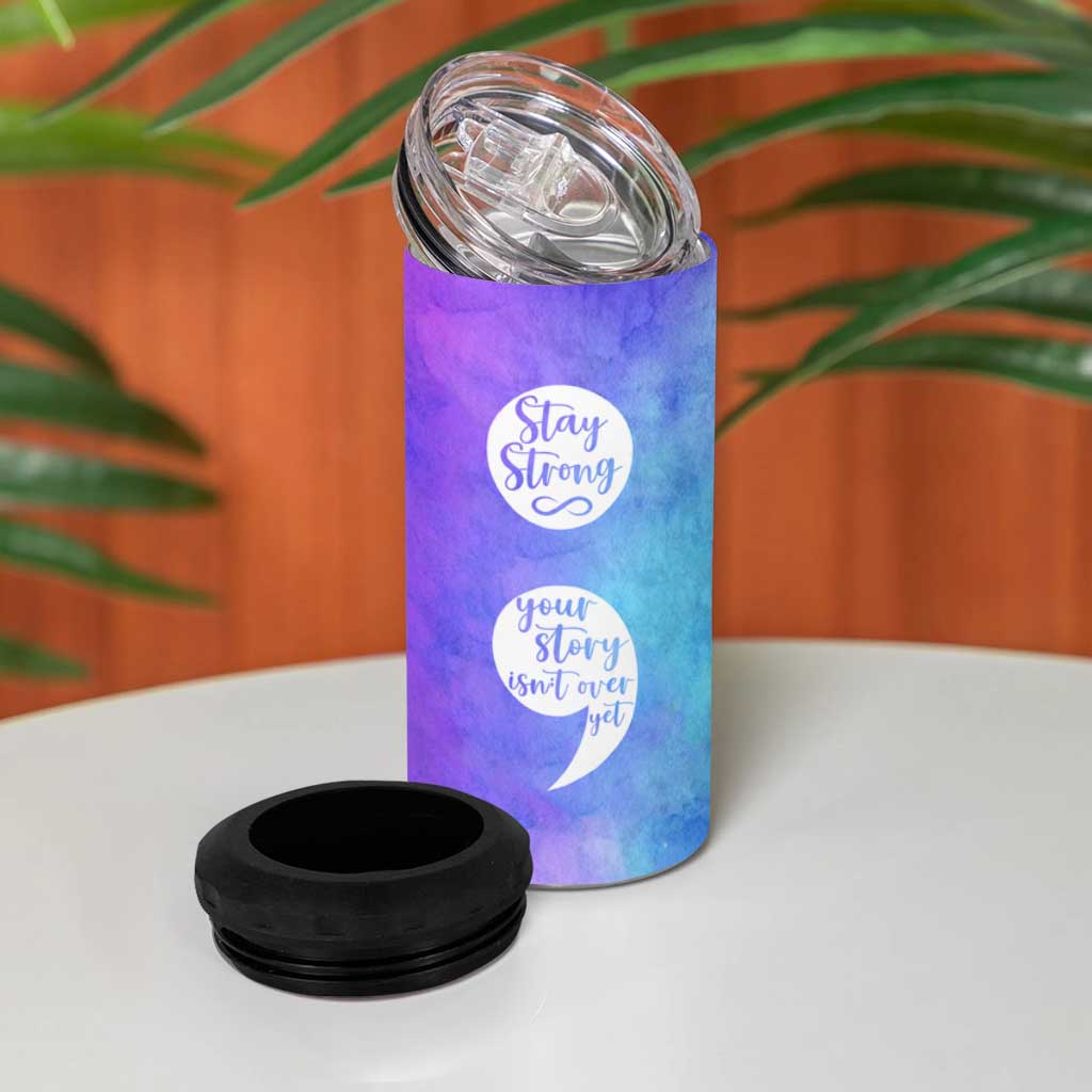 Suicide Prevention Awareness 4 in 1 Can Cooler Tumbler Stay Stronger Your Story Isn't Over Yet - Wonder Print Shop