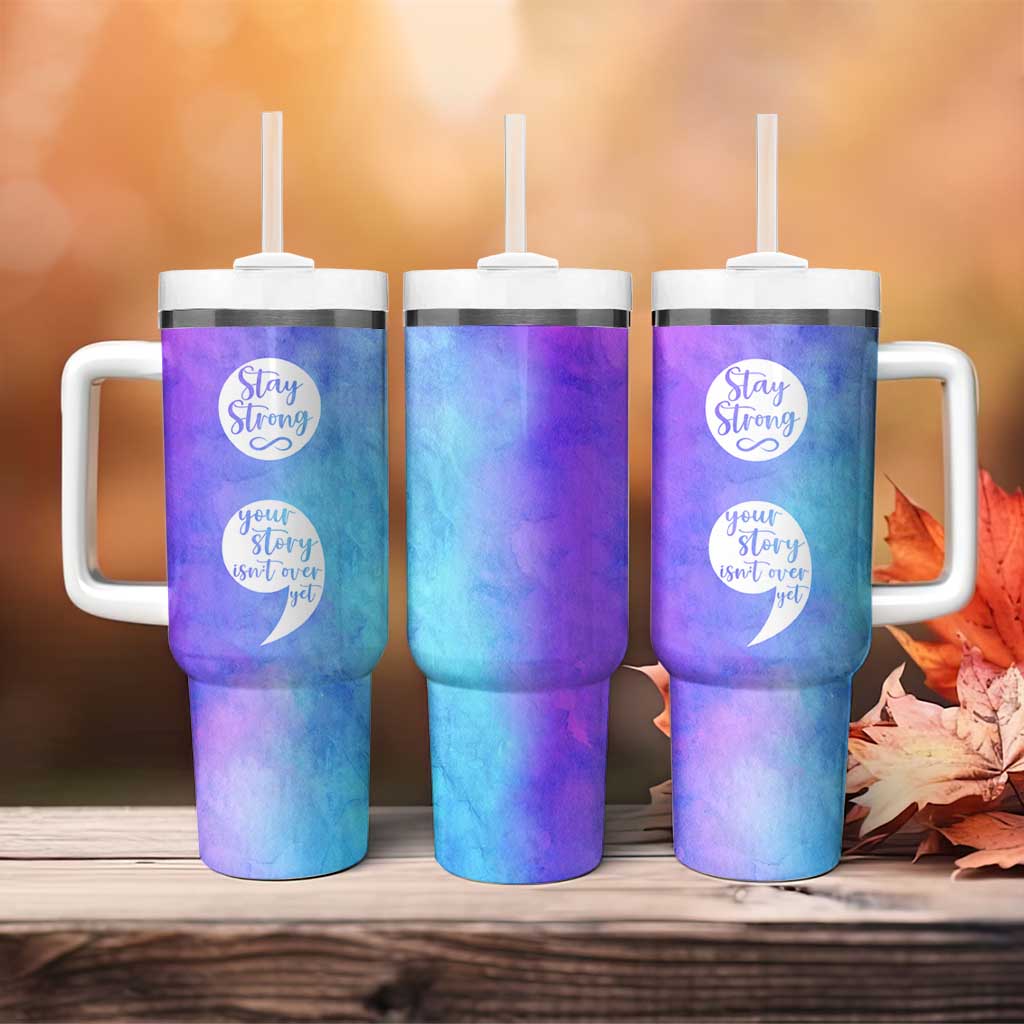 Suicide Prevention Awareness Tumbler With Handle Stay Stronger Your Story Isn't Over Yet - Wonder Print Shop