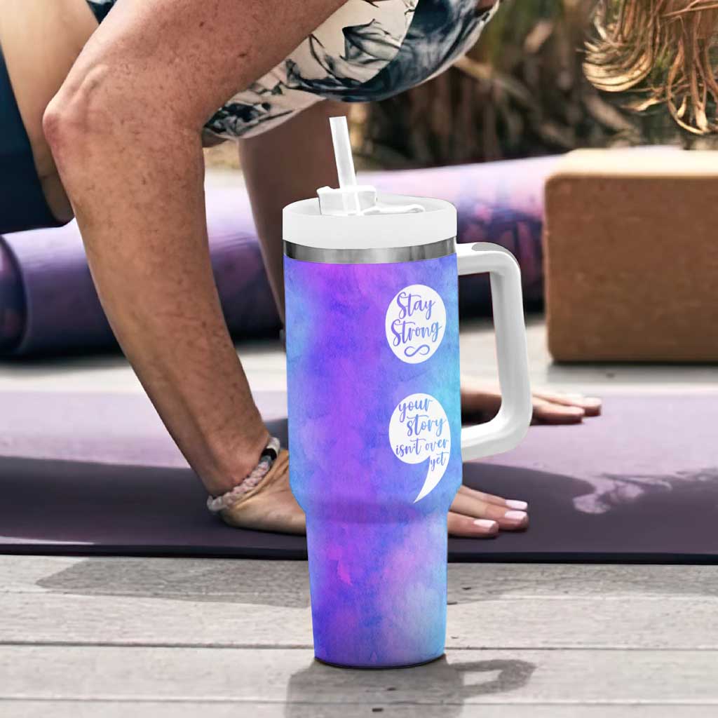 Suicide Prevention Awareness Tumbler With Handle Stay Stronger Your Story Isn't Over Yet - Wonder Print Shop
