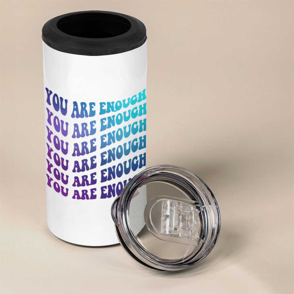 Suicide Prevention Awareness 4 in 1 Can Cooler Tumbler Teal Purple You Are Enough - Wonder Print Shop