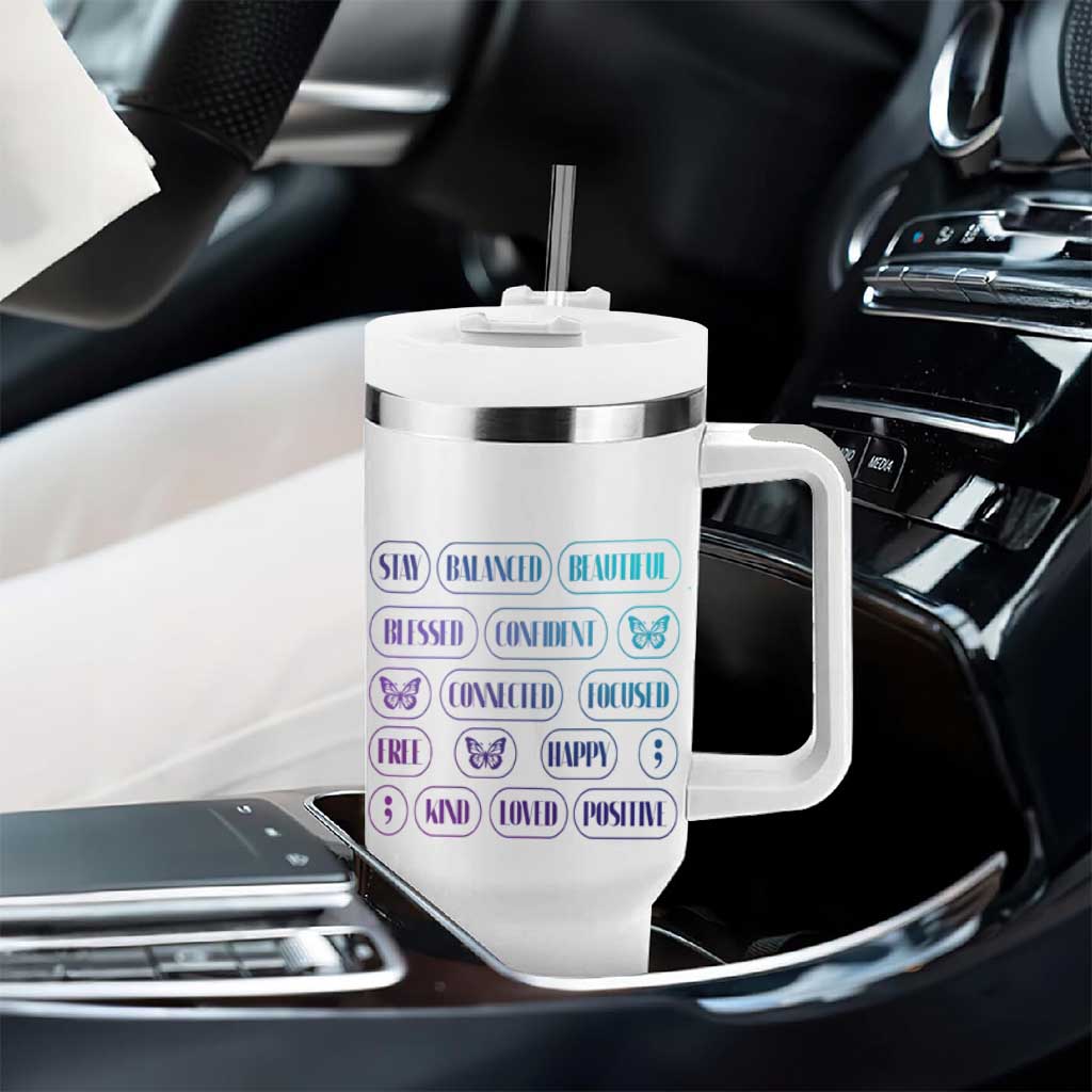 Suicide Prevention Awareness Tumbler With Handle Teal Purple You Are Enough - Wonder Print Shop