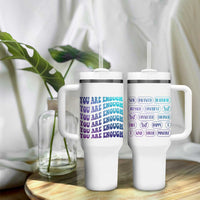 Suicide Prevention Awareness Tumbler With Handle Teal Purple You Are Enough - Wonder Print Shop